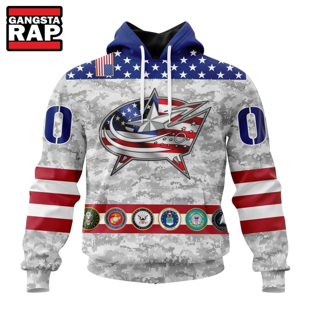 NHL Columbus Blue Jackets Armed Forces Appreciation Design Hoodie, T Shirt