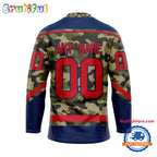 NHL Columbus Blue Jackets Camo Veterans Custom Hockey Jersey