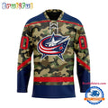 NHL Columbus Blue Jackets Camo Veterans Custom Hockey Jersey