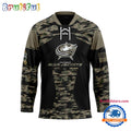 NHL Columbus Blue Jackets Custom Honoring Veterans Camo Hockey Jersey