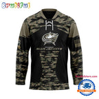 NHL Columbus Blue Jackets Custom Honoring Veterans Camo Hockey Jersey