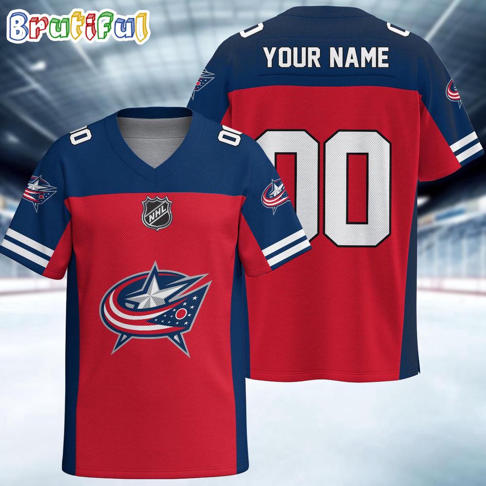NHL Columbus Blue Jackets Hockey Team Personalized Football Jersey