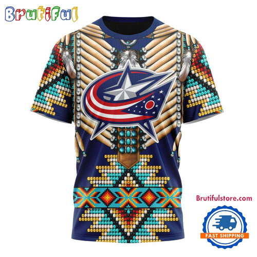 NHL Columbus Blue Jackets Special Native American Costume Hockey Team Design T Shirt, Hoodie, Sweatshirt