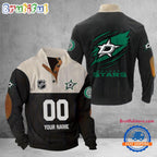NHL Dallas Stars Hockey Team Custom Name And Number Buttoned Collar Sweatshirt