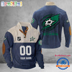 NHL Dallas Stars Hockey Team Custom Name And Number Buttoned Collar Sweatshirt