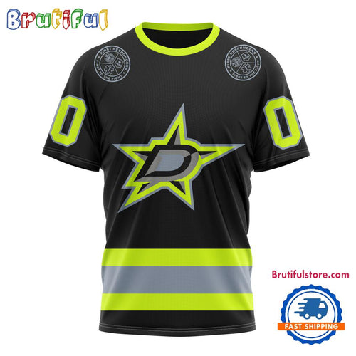 NHL Dallas Stars Specialized FireFighter Uniforms Color Design T Shirt