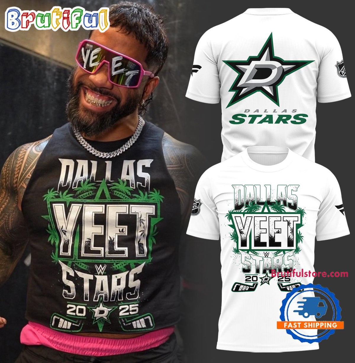 NHL Dallas Stars x YEET White Hoodie T-Shirt