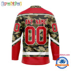 NHL Detroit Red Wings Camo Veterans Custom Hockey Jersey