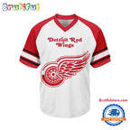 NHL Detroit Red Wings Hockey Team Design V-neck Mesh Short Sleeve Jersey