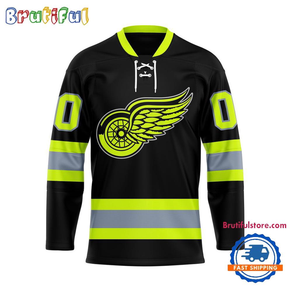 NHL Detroit Red Wings Honoring Firefighters Lace Hockey Jersey