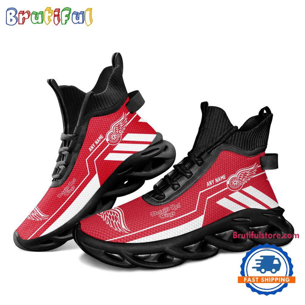 NHL Detroit Red Wings Personalized Name Hockey Team Design High Top Max Soul Shoes