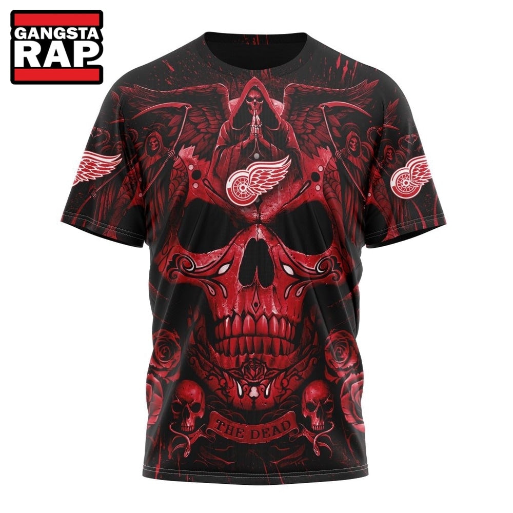 NHL Detroit Red Wings Special Design Halloween With Skull Art Hoodie, T Shirt