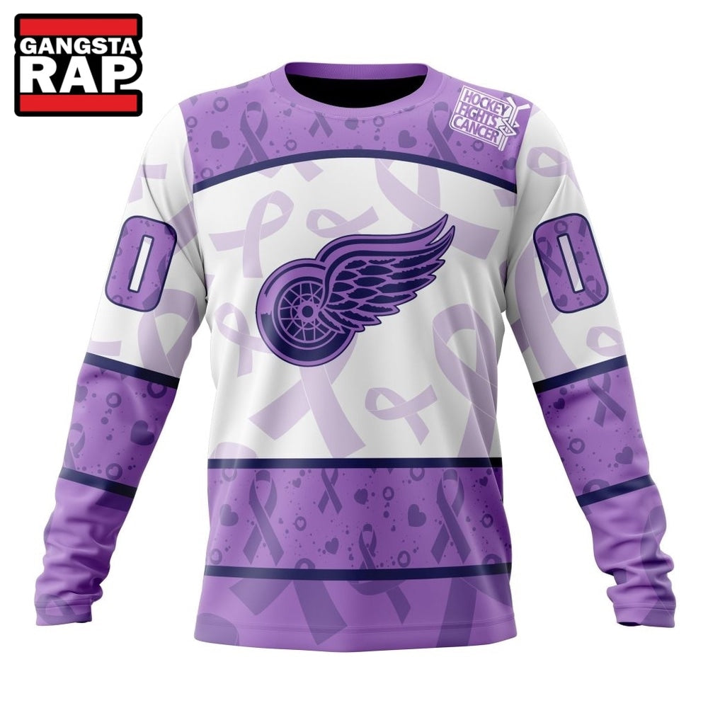 NHL Detroit Red Wings Special Lavender Fight Cancer Hoodie, T Shirt