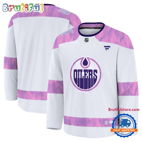 NHL Edmonton Oilers 2024 Hockey Fights Cancer Practice Jersey Shirt