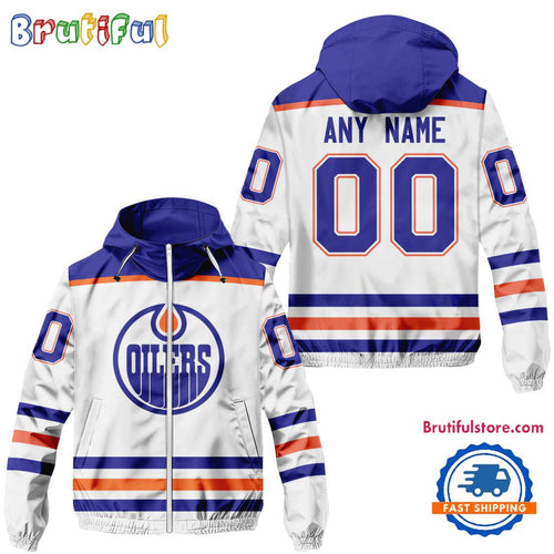 NHL Edmonton Oilers Away Windbreaker Outdoor Jacket, Personalized Hockey Team Jacket Outfits