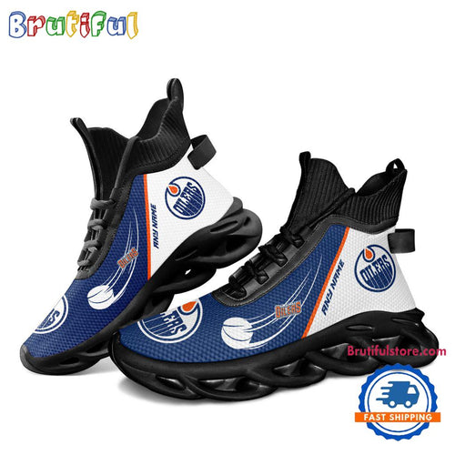 NHL Edmonton Oilers Custom Name High Top Max Soul Shoes, Hockey Team Design Shoes Sneaker