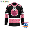 NHL Edmonton Oilers In October We Wear Pink Breast Cancer Design Hockey Jersey