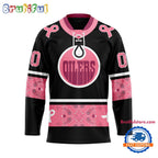 NHL Edmonton Oilers In October We Wear Pink Breast Cancer Design Hockey Jersey