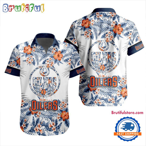 NHL Edmonton Oilers Special Flower Tropical Design Hawaiian Button Shirt
