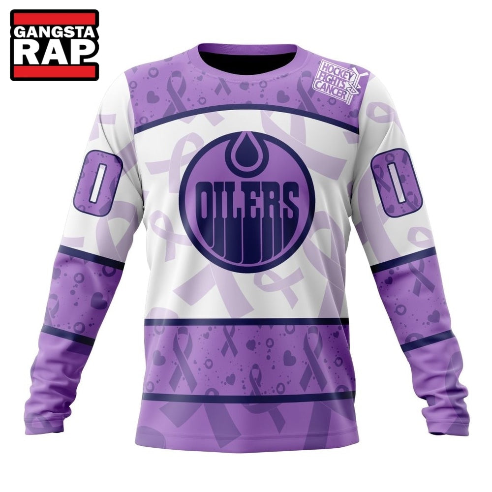 NHL Edmonton Oilers Special Lavender Fight Cancer Hoodie, T Shirt