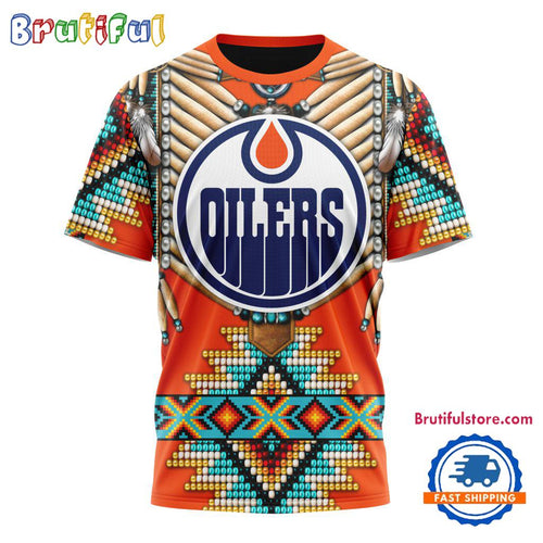 NHL Edmonton Oilers Special Native American Costume Hockey Team Design T Shirt, Hoodie, Sweatshirt