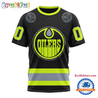 NHL Edmonton Oilers Specialized FireFighter Uniforms Color Design T Shirt