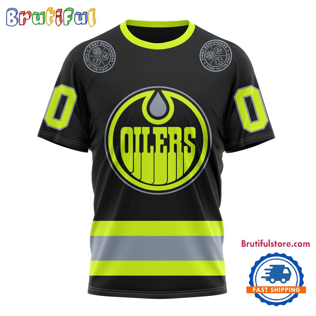 NHL Edmonton Oilers Specialized FireFighter Uniforms Color Design T Shirt