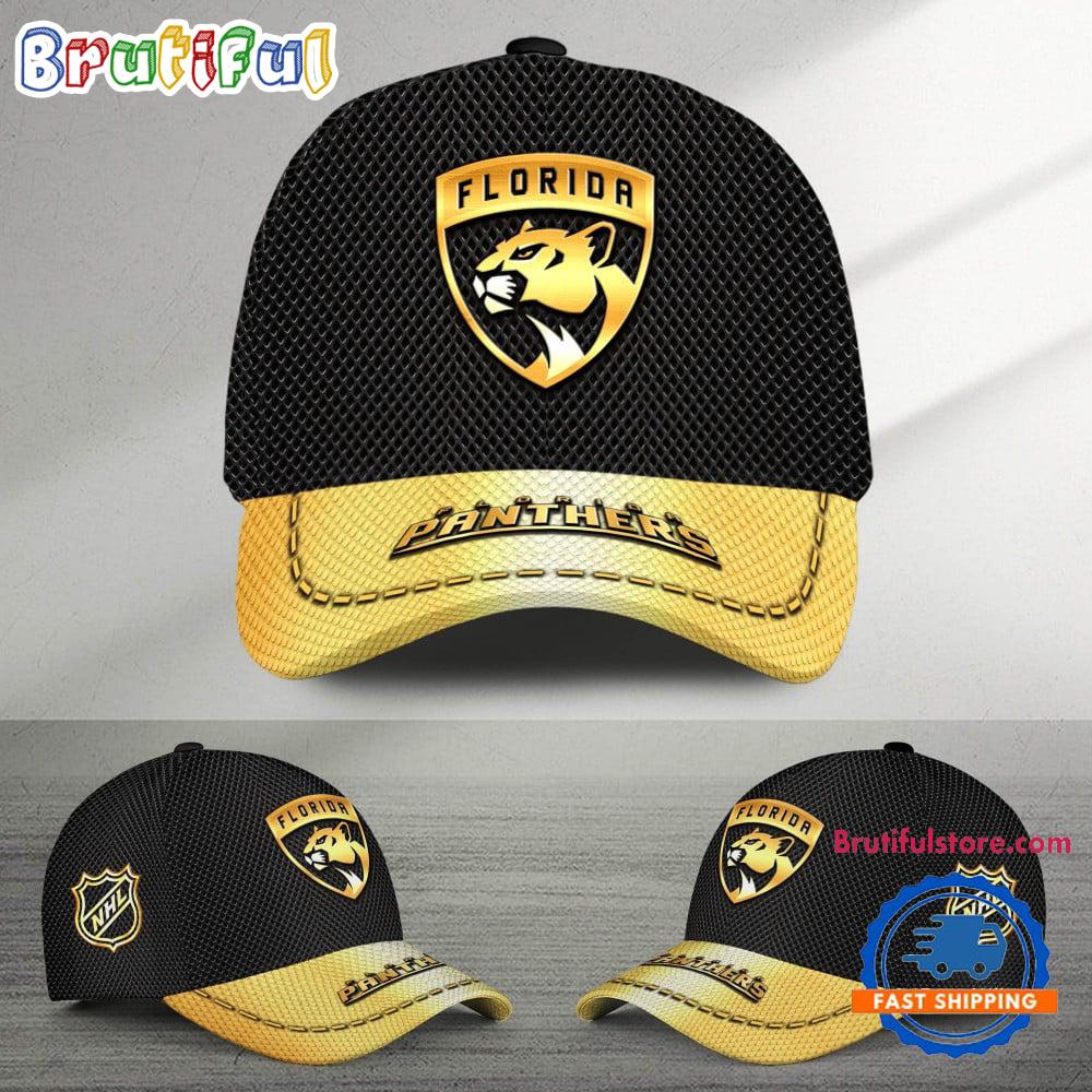 NHL Florida Panthers Black And Gold Design Cap Hats
