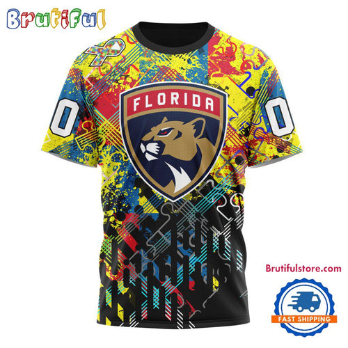 NHL Florida Panthers Hockey Logo Team Autism Awareness Design TShirt, Sweatshirt, Hoodie