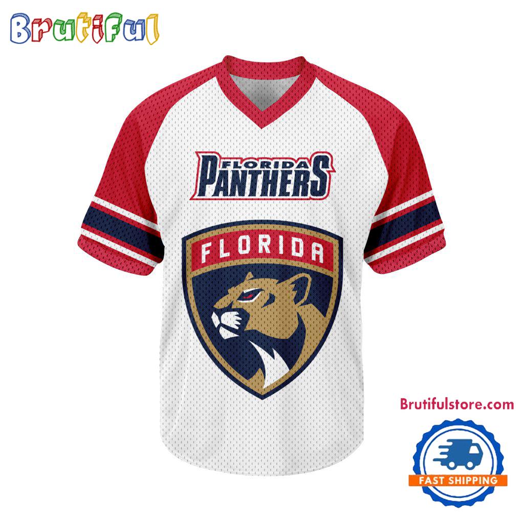 NHL Florida Panthers Hockey Team Design V-neck Mesh Short Sleeve Jersey