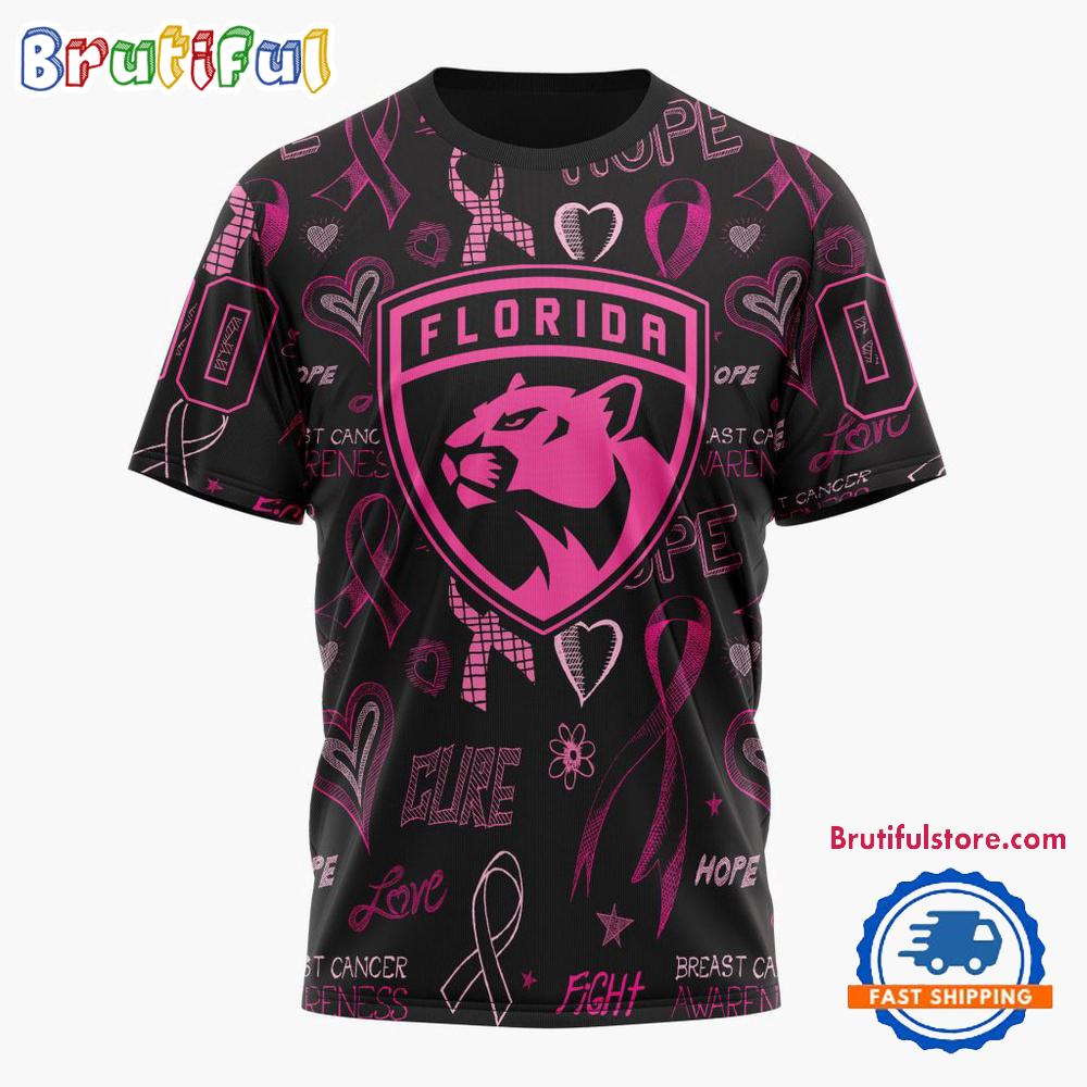 NHL Florida Panthers Special Pink Breast Cancer Awareness New Design T Shirt