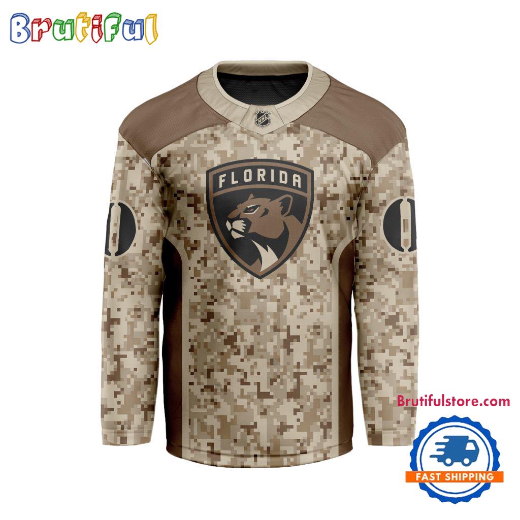 NHL Florida Panthers Special Veterans Military Desert Camouflage Design Hockey Jersey