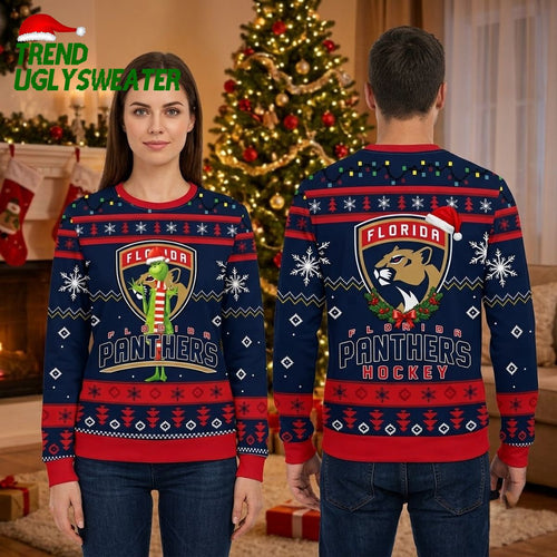 NHL Florida Panthers Ugly Sweater Funny Grinch Ugly Christmas Sweater
