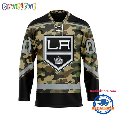NHL Los Angeles Kings Camo Veterans Custom Hockey Jersey