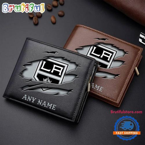 NHL Los Angeles Kings Custom Name Wallet, Hockey Team Design Men’s Wallet