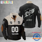 NHL Los Angeles Kings Hockey Team Custom Name And Number Buttoned Collar Sweatshirt