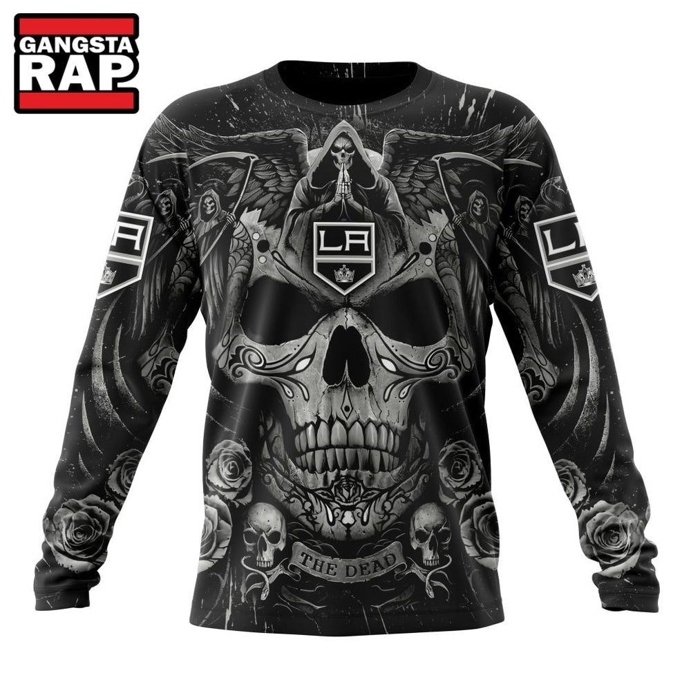 NHL Los Angeles Kings Special Design Halloween With Skull Art Hoodie, T Shirt