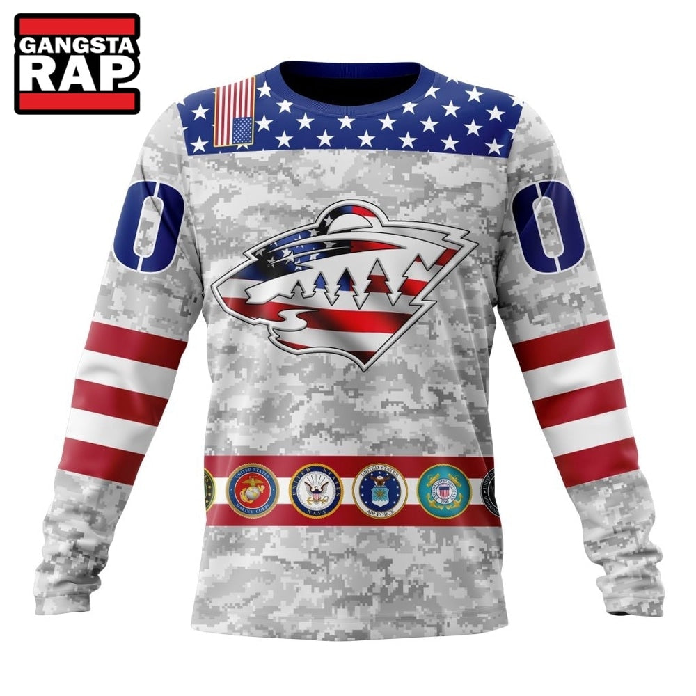 NHL Minnesota Wild Armed Forces Appreciation Design Hoodie, T Shirt