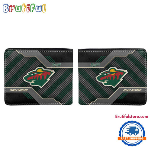 NHL Minnesota Wild Hockey Logo Team Personalized Name Black Men’s Wallet