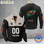 NHL Minnesota Wild Hockey Team Custom Name And Number Buttoned Collar Sweatshirt