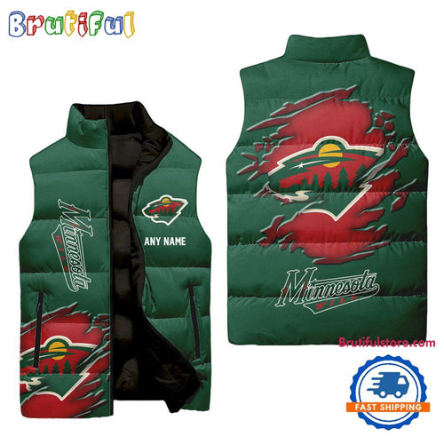 NHL Minnesota Wild Personalized Hockey Logo Team Sleeveless Puffer Jacket