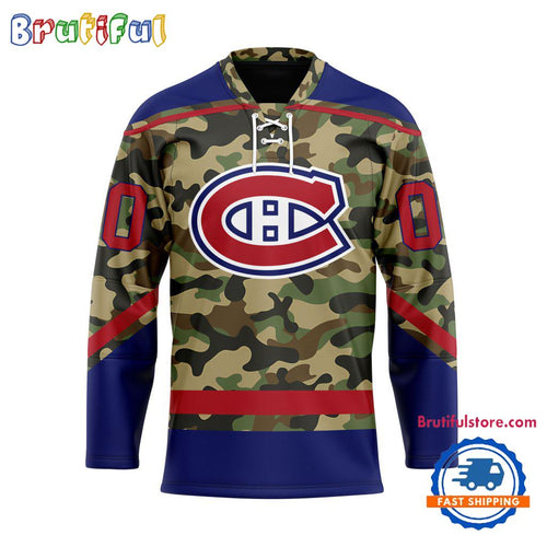 NHL Montreal Canadiens Camo Veterans Custom Hockey Jersey