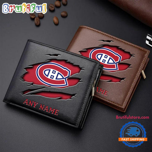 NHL Montreal Canadiens Custom Name Wallet, Hockey Team Design Men’s Wallet