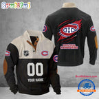 NHL Montreal Canadiens Hockey Team Custom Name And Number Buttoned Collar Sweatshirt