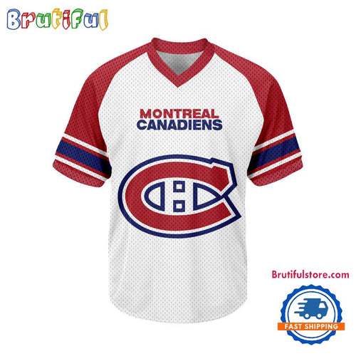 NHL Montreal Canadiens Hockey Team Design V-neck Mesh Short Sleeve Jersey