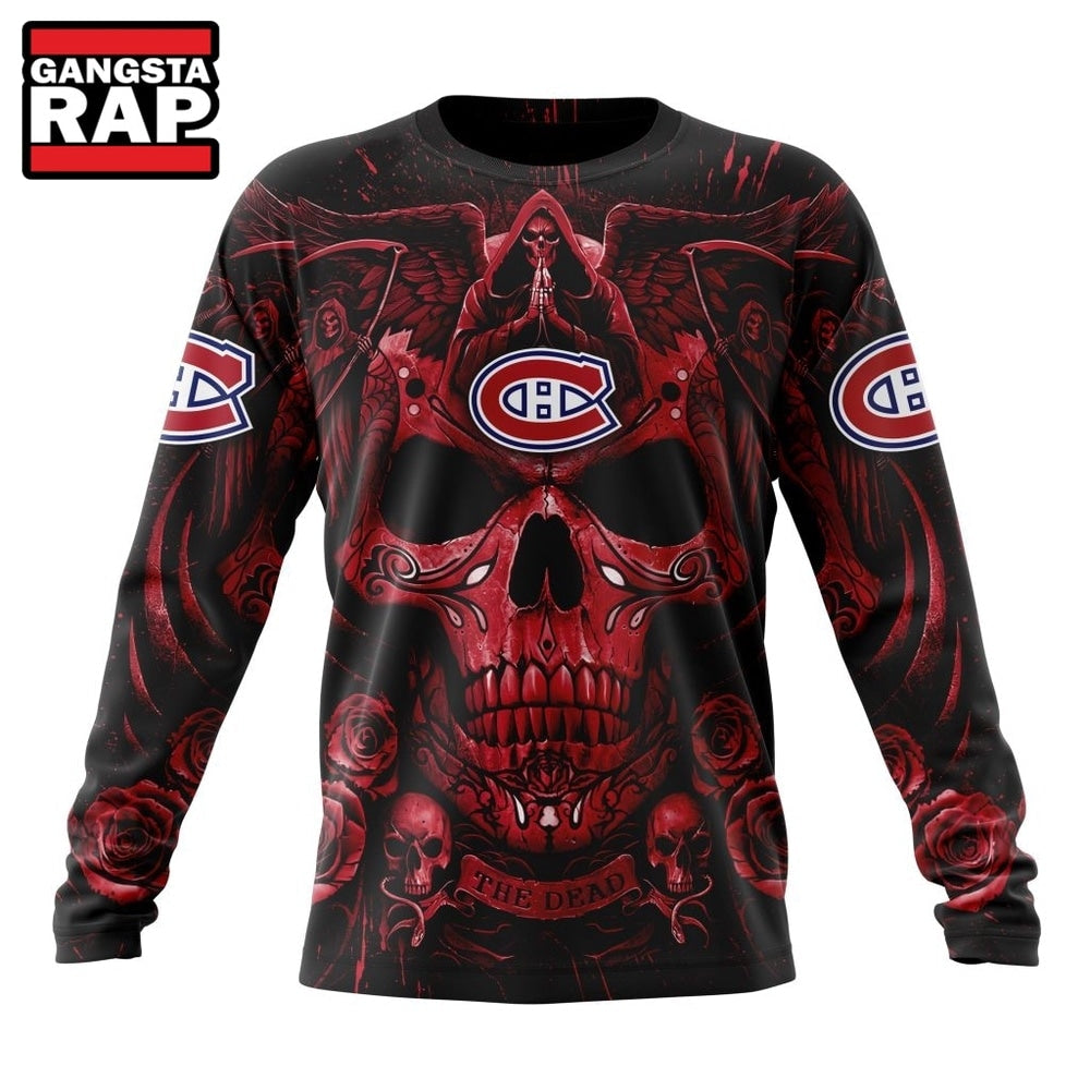 NHL Montreal Canadiens Special Design Halloween With Skull Art Hoodie, T Shirt