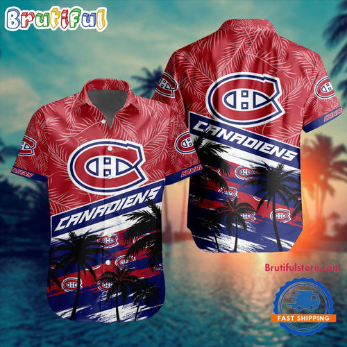 NHL Montreal Canadiens Special Palm Tree Hawaiian Button Shirt