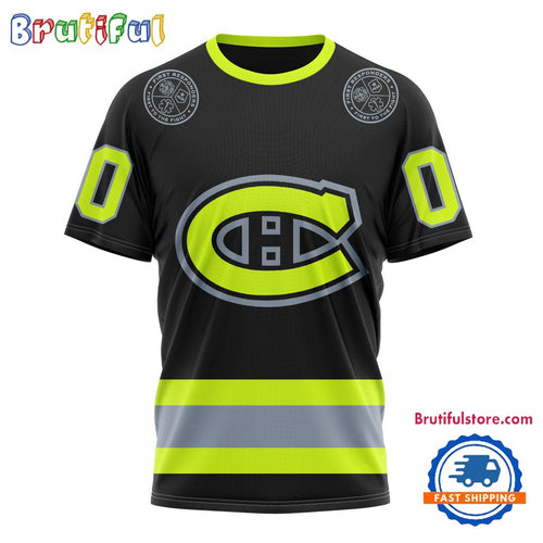 NHL Montreal Canadiens Specialized FireFighter Uniforms Color Design T Shirt