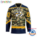 NHL Nashville Predators Camo Veterans Custom Hockey Jersey