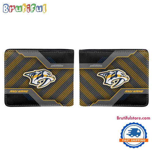 NHL Nashville Predators Hockey Logo Team Personalized Name Black Men’s Wallet